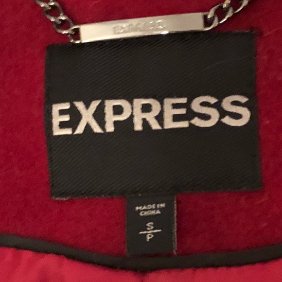 Express poppy red pea coat [EUC] Size S/P - Picture 3 of 5